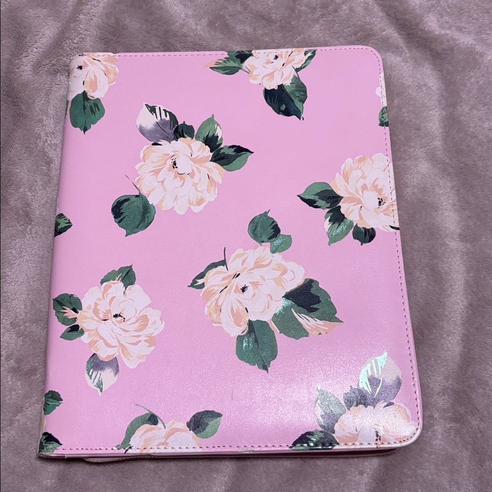 Ban.do Pink Floral Zippered Tablet/Stationary /Planner Organizer… 12x14 Inches…